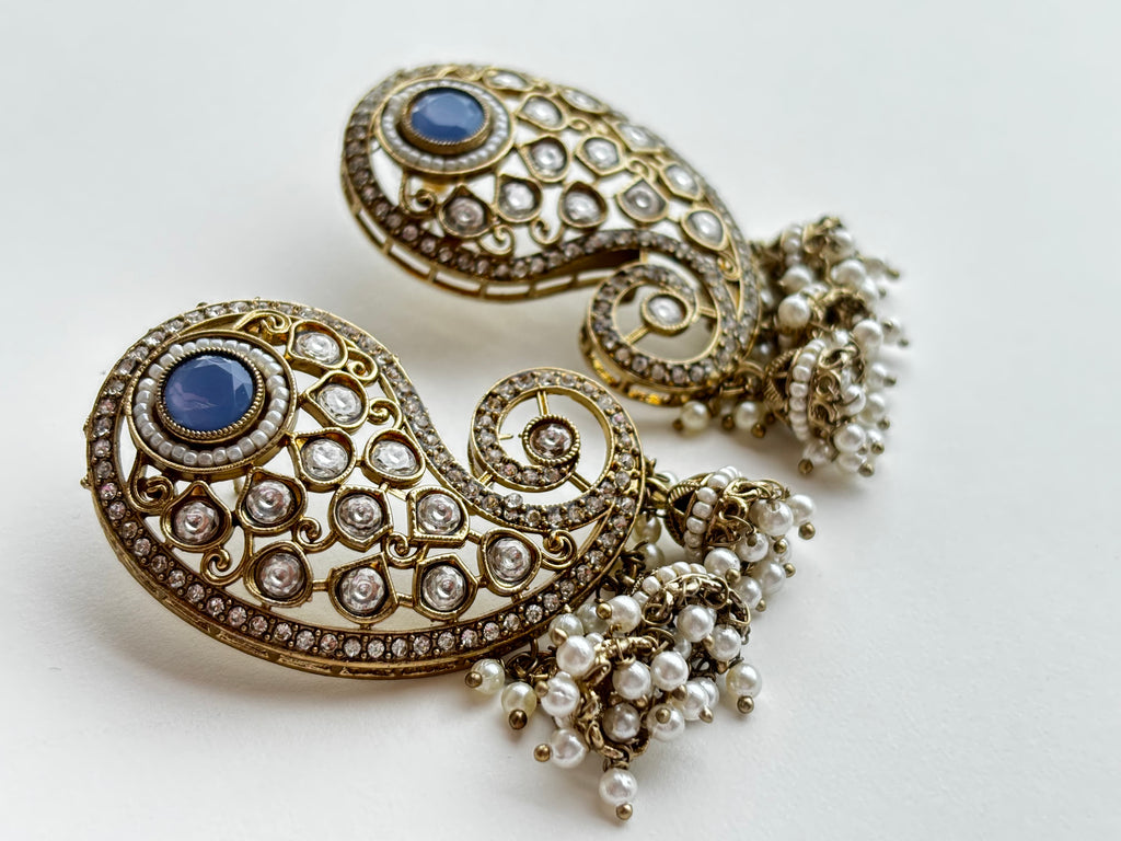 Blue Paisley Jhumkas