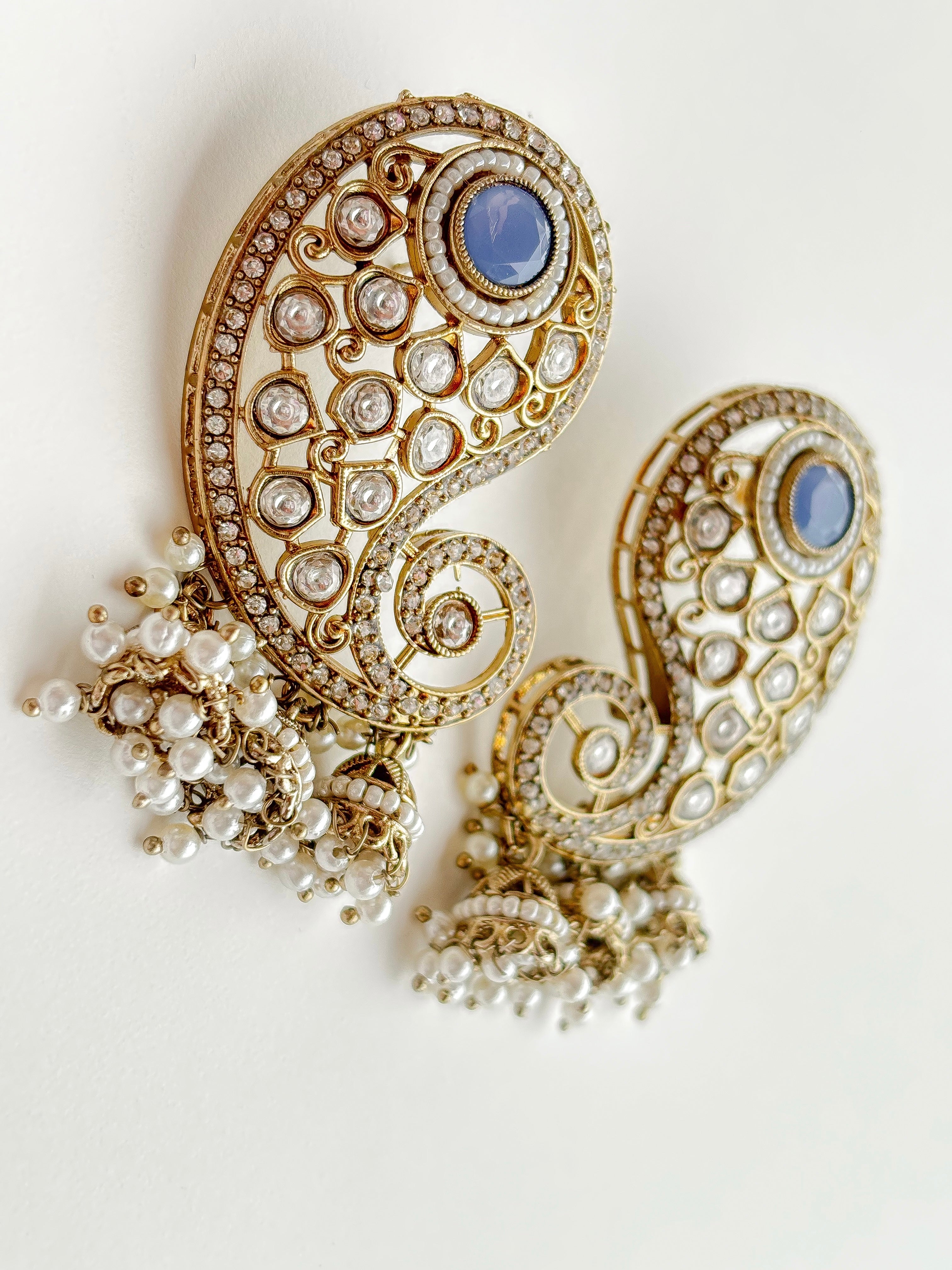 Blue Paisley Jhumkas